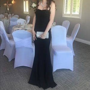 Windsor - size xs/s floor length black strapless dress